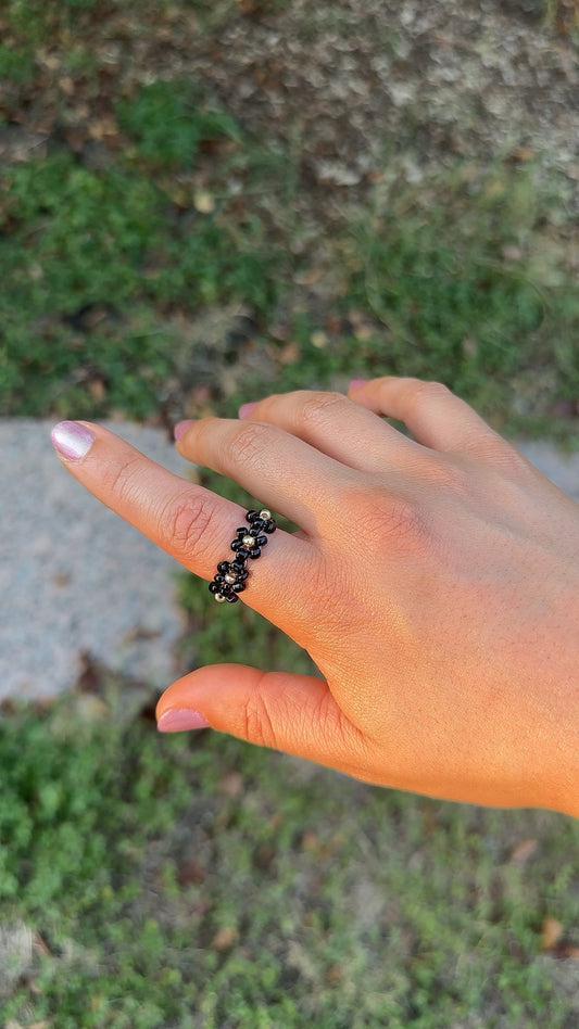 Black Floral Ring