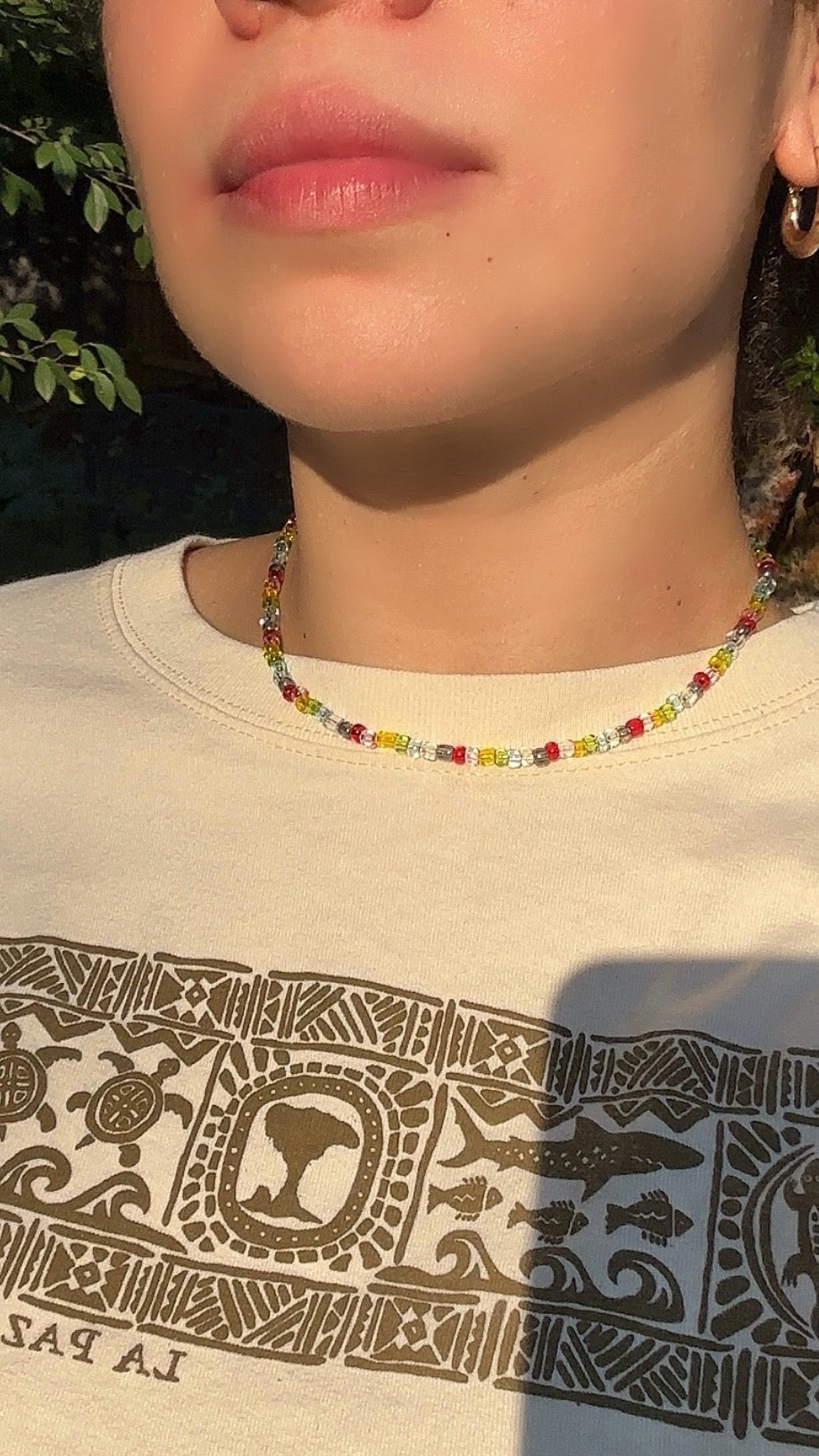 Unisex beaded choker necklace