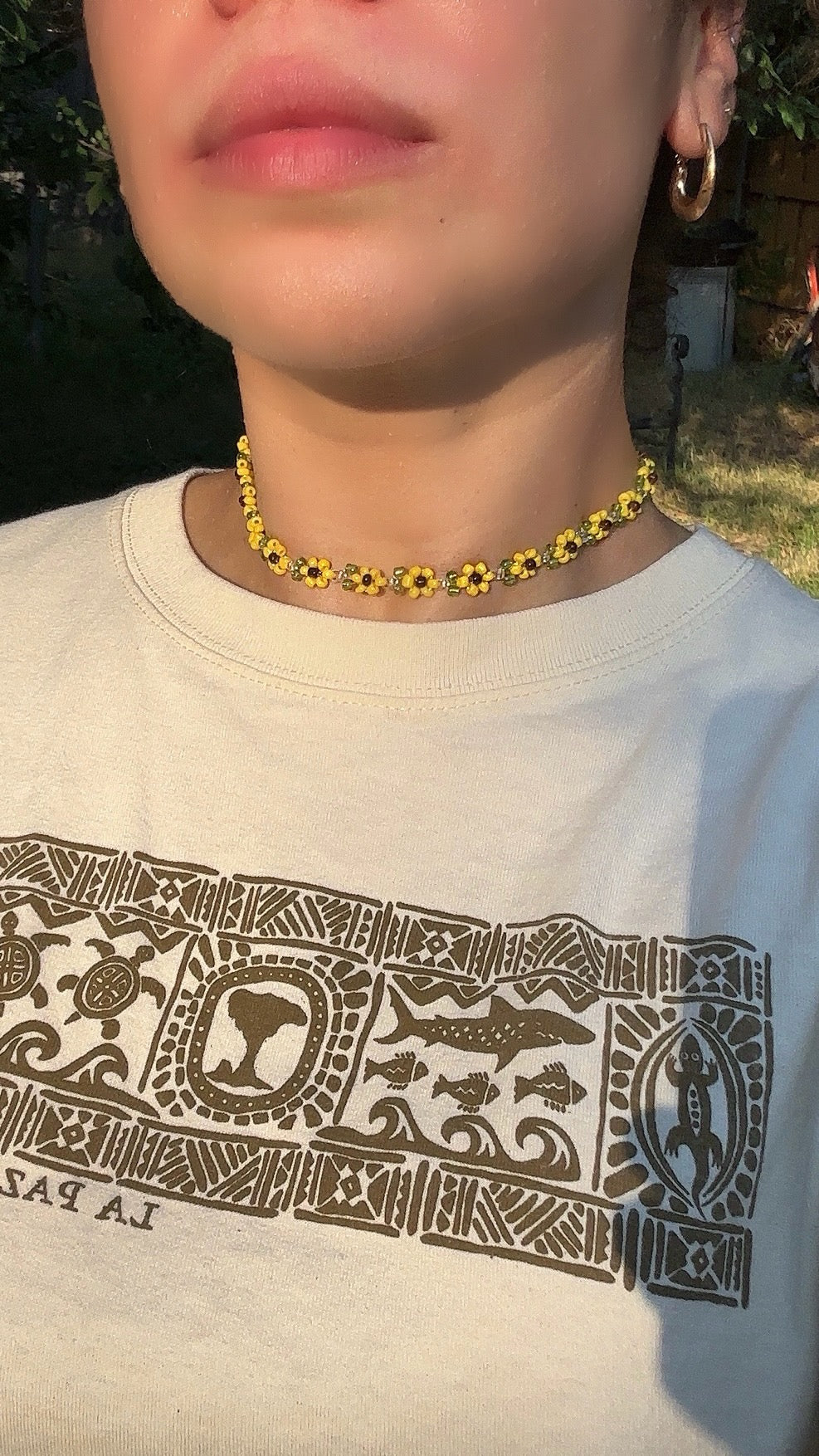 Sunflower inspired choker necklace