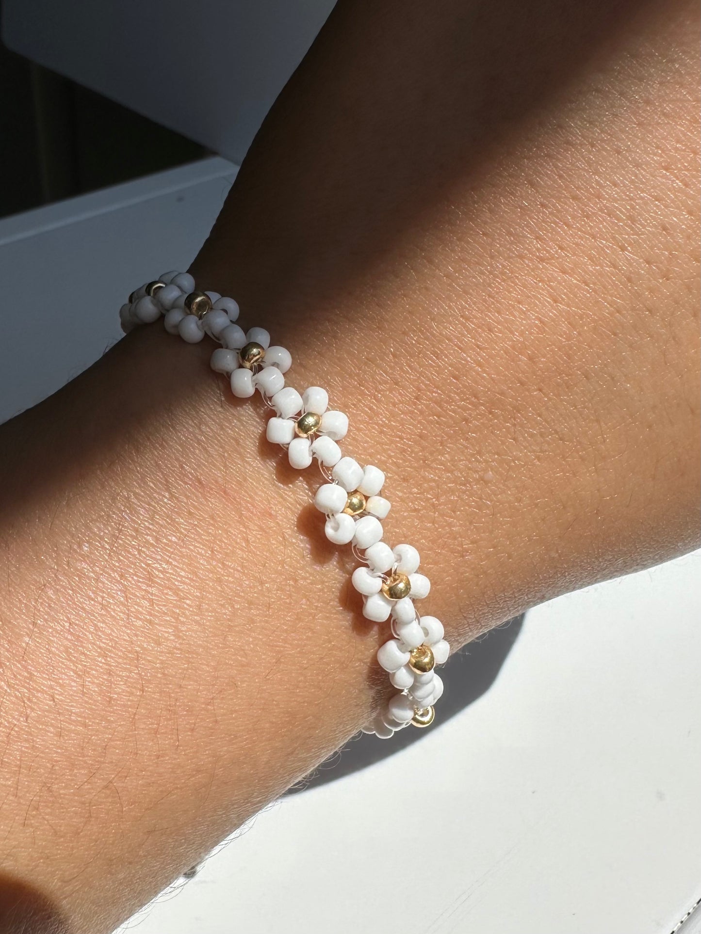 White Floral Bracelet