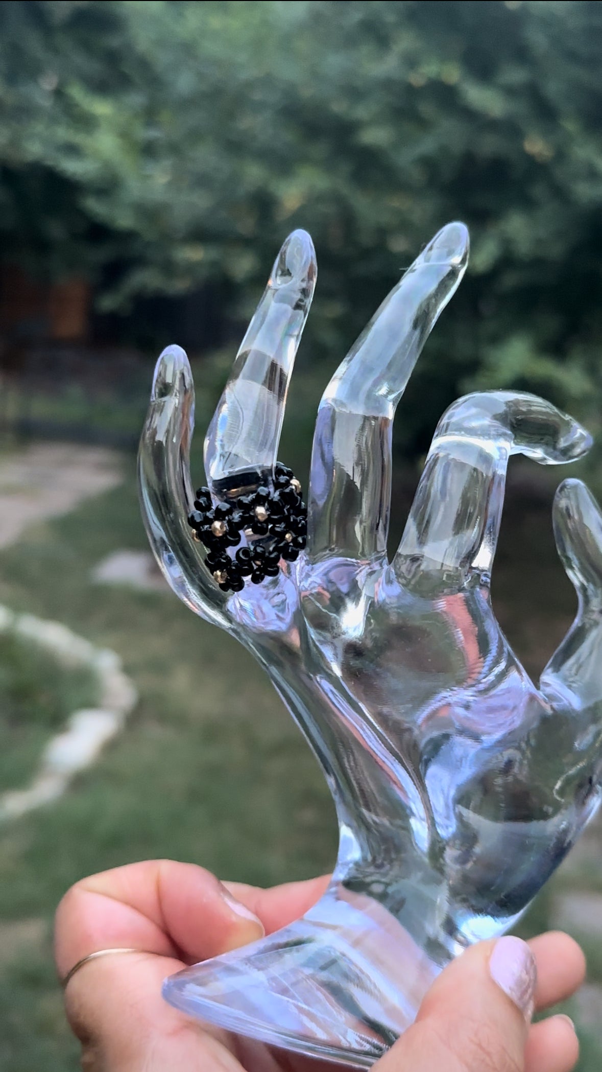 Black Floral Ring